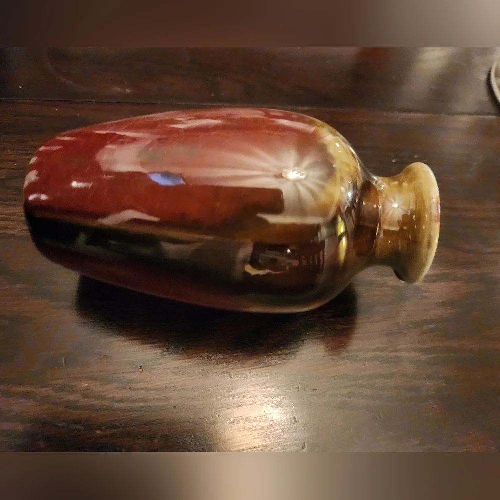 VTG 6” Maroon Black,Red/Green Tinted Ceramic Bud Vase - - Picture 3 of 12